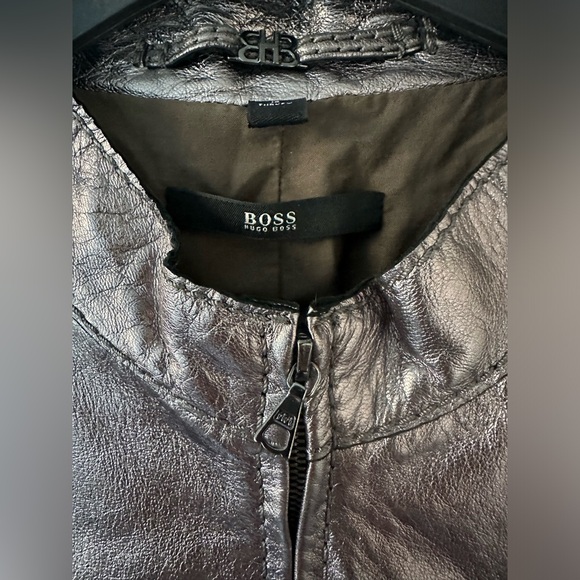 Boss Hugo Boss Silver Metallic Lamb Leather Jacket - Picture 12 of 12